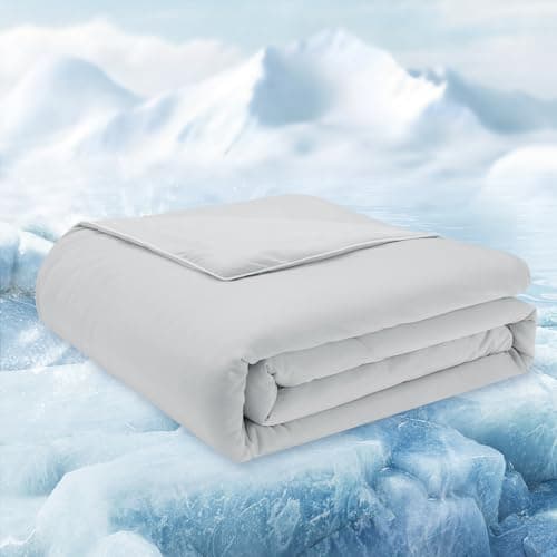 HOMELYSIAN Cooling Comforter King Size, Cooling Blankets for Hot Sleepers, Lightweight Comforter 106" x 90", Light Grey