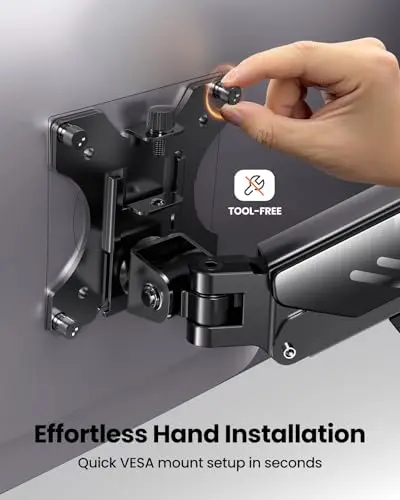 ErGear Single Monitor Arm, Adjustable Desk Gaming Monitor Mount for 13-34″ Screens, Up to 19.8 lbs, Enhanced Stability with Integrated C-Clamp, Upgraded Cable Management, VESA 75x75/100x100mm, Black 7