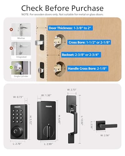 Philips Wi-Fi Smart Door Lock Deadbolt with Handle Set, Keyless Entry Door Lock for Front Door Set, Portable Fingerprint Door Lock with App Control, IP53 Waterproof, Auto Lock, Alexa Voice Control 9