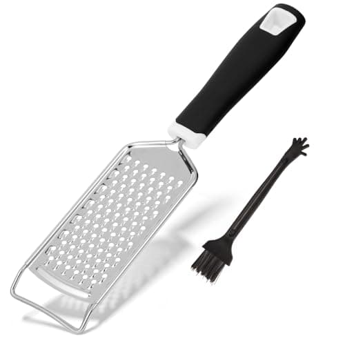 IQworks Handheld Cheese Grater - Mirror Stainless Steel Blades, Lightweight & Ultra-Smooth & Rustproof - Non-Slip Comfortable Handle for Parmesan, Mozzarella, Hard & Soft Cheeses - Dishwasher Safe