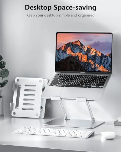 NTMY Aluminum Laptop Stand for Desk, Adjustable Laptop Stand, Folding Laptop Riser for Desk,Computer Notebook Stand Compatible with MacBook air pro, Acer, HP, Lenovo, Dell(10-16")-Silver 6