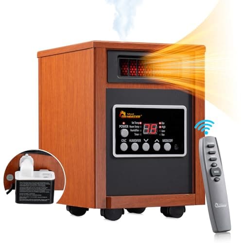 Dr Infrared Heater DR-998, 1500W, Space Heater with Humidifier, Oscillation Fan & Remote Control (Cherry)