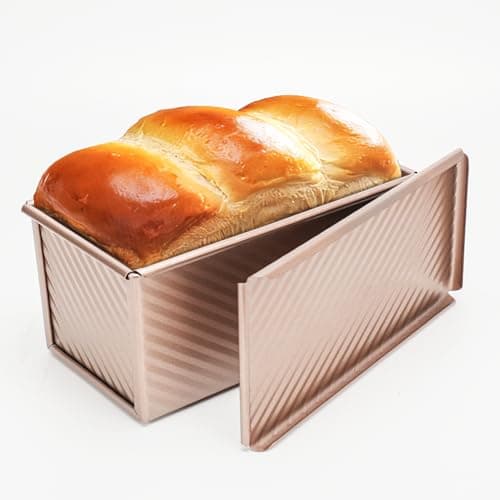 Hundop Pullman Loaf Pan with Lid, 8.3 x 4.8 inch, Non-Stick & Quick Release Coating Bakeware for Baking Homemade Bread & Toast, Gold