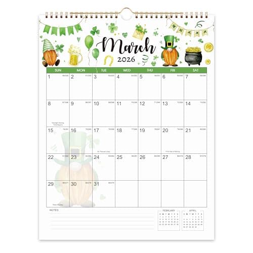 2026 Calendar - 2026 Wall Calendar, January - December, 11.49'' x 14.56'', Vertical Wall Calendars with Julian Dates, Hanging Hole, Thick Paper