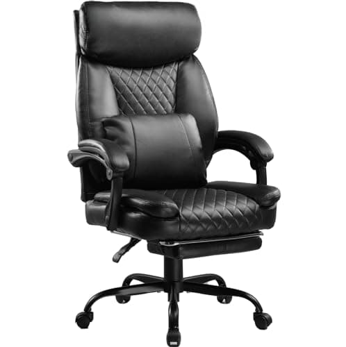 COMHOMA Executive Office Chair with Footrest, Comfy Ergonomic Desk Chair High Back Computer Gaming Chair with Wheels and Headrest, Height Adjustable Swivel Rolling Reclining Seat, Black