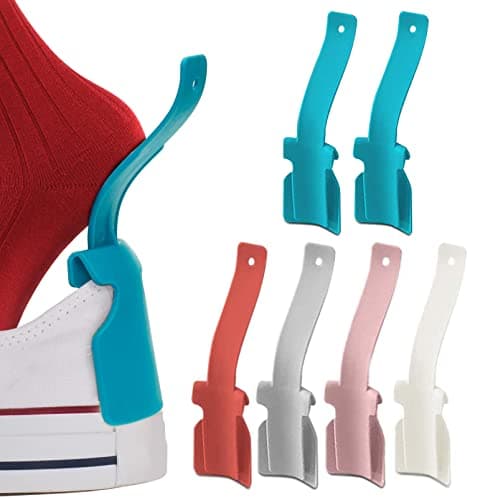 NONSTOP 6 Pcs Lazy Shoe Helper Portable Sock Slider - Short Handled Shoe Horn - Shoe Lifting Helper Easy on Easy Off, Plastic Shoehorn for Men, Women