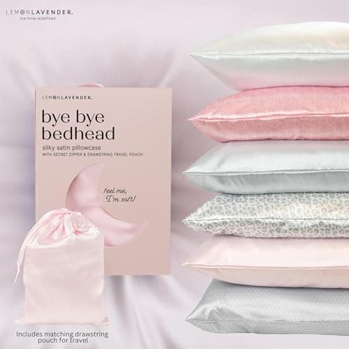 Lemon Lavender Luxe Silky Satin Patterned Pillowcase for Skin and Hair 20" X 28": Elevate Your Beauty Sleep and Hair Care Routine - Cat Nap (Queen) 7