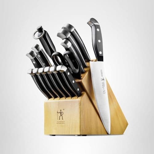 HENCKELS Statement Premium Quality 15-Piece Set with Block, Natural, Razor-Sharp, German Engineered Informed by 100+ Years of Mastery, Lightweight and Strong, Dishwasher Safe 10