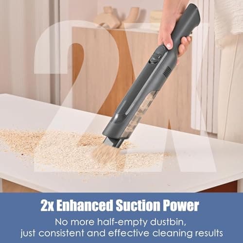 PROMOMO Handheld Vacuum Cordless, Lightweight 1.4lb with Powerful Suction, Charging Dock, Single Touch Empty and Detachable Dust Cup, Portable Mini Car Vac for Home Pet Car 5