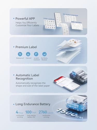 NIIMBOT B1 Label Maker Machine with Tape, 2 Inch Portable Label Printer, Bluetooth Thermal Label Printer with Multiple Templates for Small Business,Office,Home,School (Blue, 1 Printer+1 Roll Label) 7