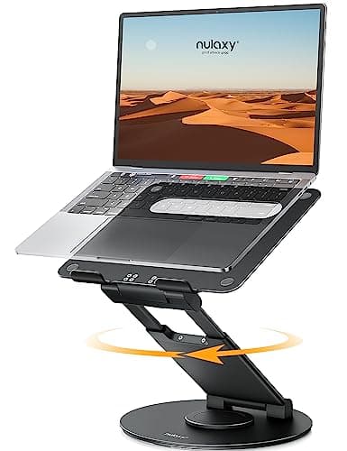 Nulaxy Telescopic 360 Rotating Laptop Stand for Desk Adjustable Height Swivel Pull Out Design Ergonomic Laptop Riser Fits All 10-17" Laptops Computer MacBook, Black