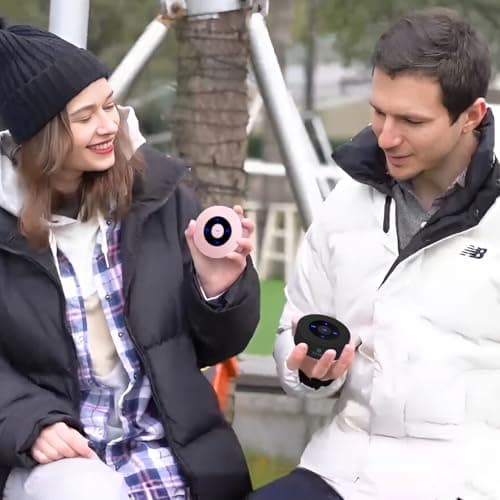 XLEADER Mini Bluetooth Speaker (Travel Case Provided) HD Sound&Rich Bass, Touch Design, 12-15H Playtime, Support Aux Input, Micro SD, Mic, for iPhone Laptop Shower Office, Ideal Gifts, Pink Rose Gold 7