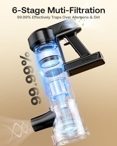 Trucozie Cordless Vacuum Cleaner for Home, Self-Standing Powerful Rechargeable Stick Vacuum for Pet Hair, Hardwood Floors & Carpets, Black 6