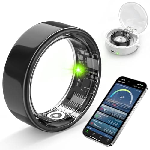 Free Shark Smart Ring with Sleep Monitoring, Step Counting, Heart Rate for iPhone and Android, No Subscription Fee, IP68 Waterproof Health Tracker (Black, 7)