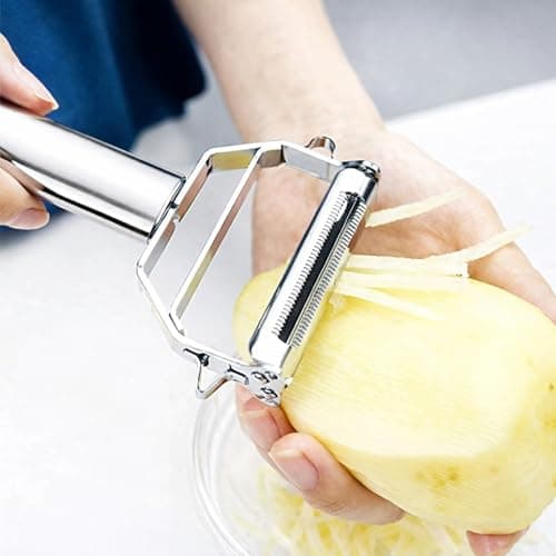 AnGeer Julienne Peeler, Stainless Steel Vegetable Peeler, Double-Sided Blade Vegetable Julienne Cutter and Fruit Slicer, Dual Blade Multifunction Potato Peeler 5