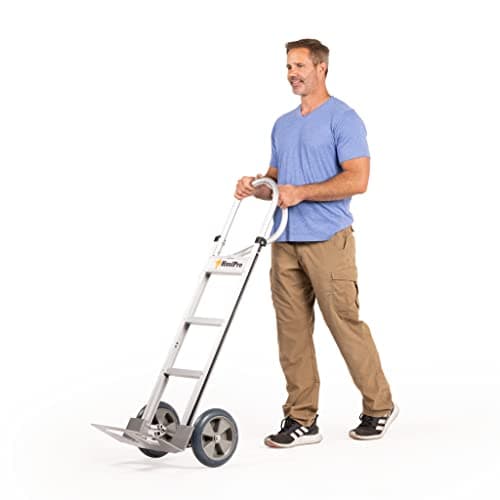 HaulPro Heavy Duty Hand Truck with Vertical Loop Handle - Aluminum Dolly Cart for Moving - 500 Pound Capacity - 10" Rubber Wheels - 52.25" H x 17.5" W with 17.75" x 9.5" Diecast Nose Plate 7