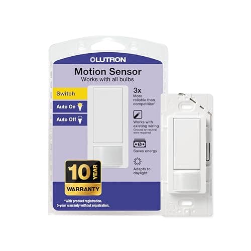 Lutron Maestro Motion Sensor Light Switch Indoor for Bathroom, Garage, Laundry Room, Any Bulbs, Occupancy Vacancy Sensor, Single-Pole, MS-OPS2-WH, White