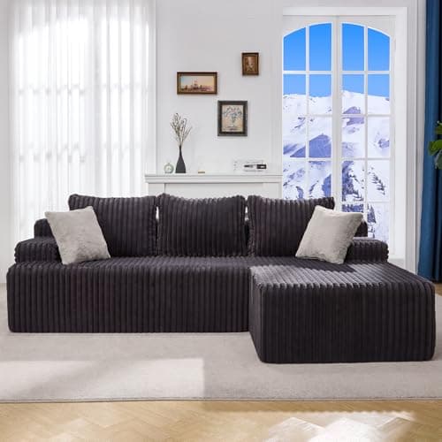 Modular Sectional Sofa Couches L-Shape Couch 3 Seat Modular Sofa Memory Foam Sectional Couches for Living Room, Cloud Couch with Oversized Chaise (Dark Grey Facing Chaise)