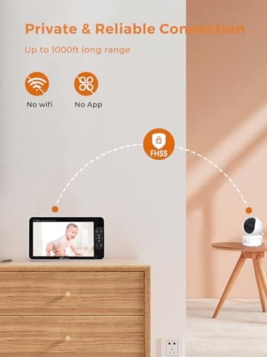 7" Large Split Baby Monitor with 2 HD Cameras and Audio, 1080P HD Video Baby Monitor No WiFi, 30hr Battery,Hack Proof, Remote Control,VOX Mode, Auto Night Vision, Built in Lullabies n White Noise 5