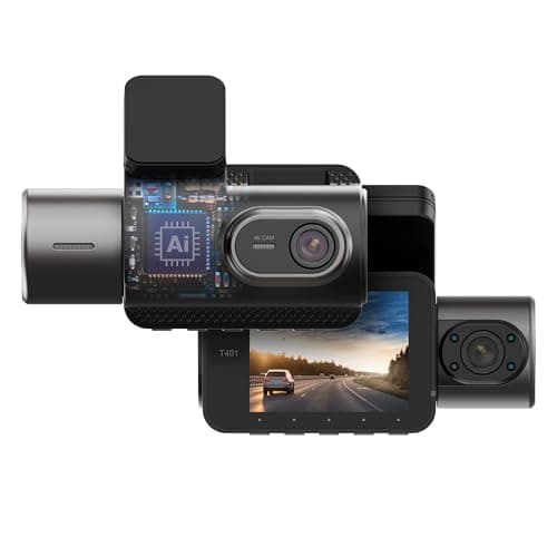 Type S T401 4K Dual View Dash Cam with AI Driver Assistance and in-Car Surveillance Camera, AI-Powered Lane, Car, Pedestrian Recognition