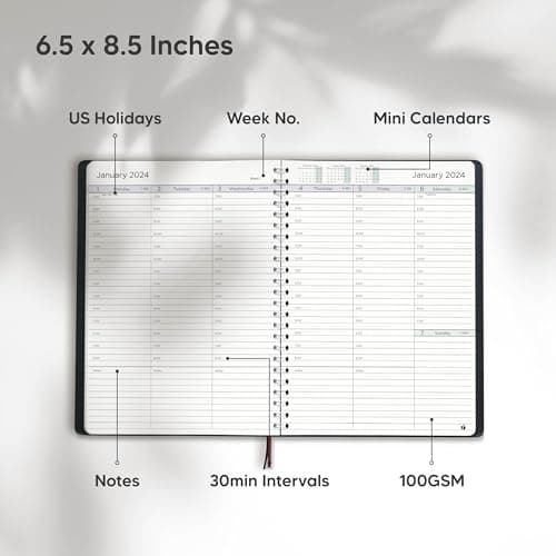 2024 Planner Weekly and Monthly – Hourly Appointment Book 2024 – Softcover, Twin-Wire Binding – Teacher Planner, Simple Design for Productivity - 6.5 x 8.5 6