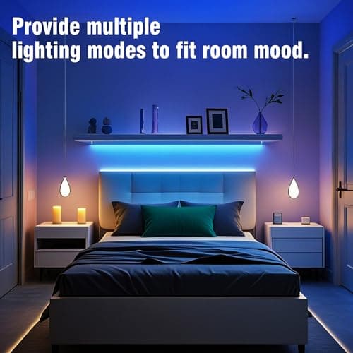 VOLIVO 100ft Led Strip Lights for Bedroom, Color Changing Led Light Strips Kit with Bluetooth App Control and IR Remote, RGB Music Sync Lighting for Room, Home Decor 4