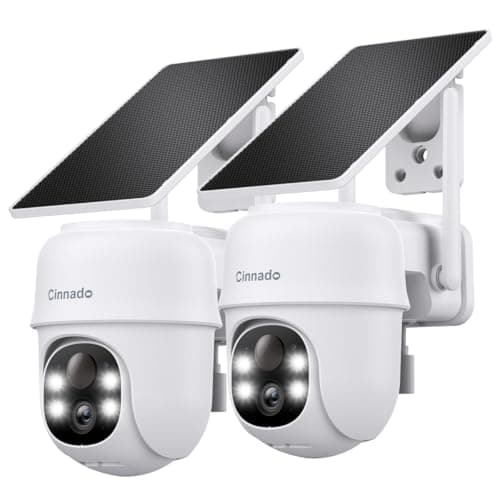 2K Cameras for Home Security-2.4G WiFi Outdoor Camera Wireless Solar/Battery Powered with solar panel, 360° Viewing, AI Human Detection, Color Night Vision, with SD Storage, Works with Alexa(2 Pack)