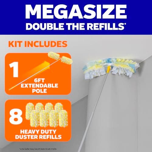 Swiffer Duster Kit with 6 ft Super Extendable Handle, Heavy Duty Starter Kit with 8 Refills 7