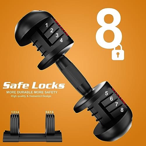 ALTLER 52LB Adjustable Dumbbell Set with Tray for Workout Strength Training Fitness, Adjustable Weight Dial Dumbbell with Anti-Slip Handle and Weight Plate for Home Exercise 6