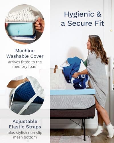 ViscoSoft 3 Inch Memory Foam Mattress Topper Twin XL - Select High Density Ventilated Extra Long Mattress Pad - Premium Removable Rayon Cover 5