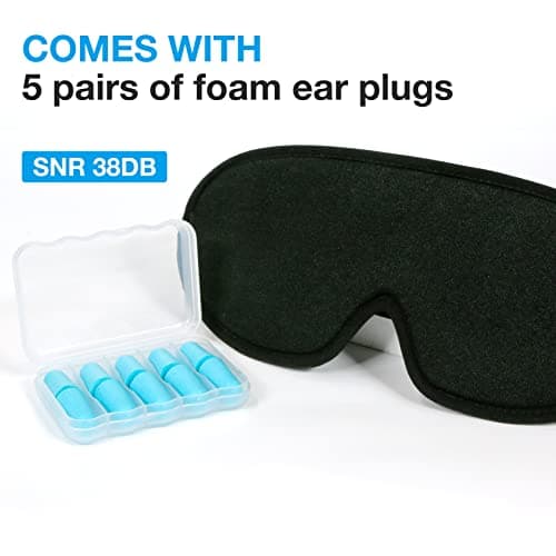LYSIAN Sleep Eye Mask Men Women-3D Concave Comfortable Cooling Mask Blindfold for Adult Night Sleep Eyes Cover with Foam Ear Plugs for Sleeping, Yoga, Nap, Travel, Black 7