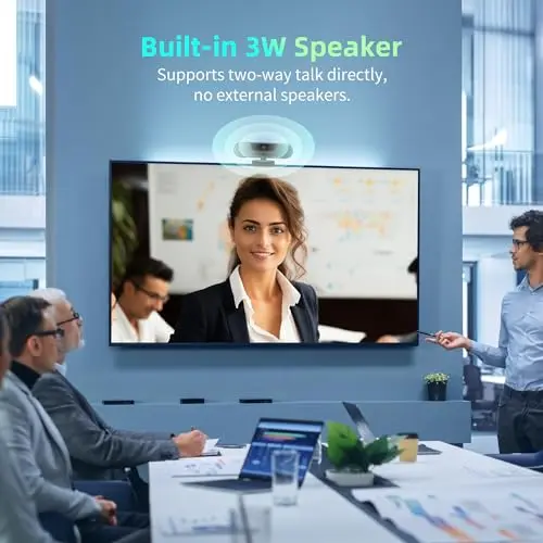 VIZOLINK 4K Webcam, UHD PTZ PC Camera with Speaker and 4 Microphones, Supporting Remote Control, Digital Zoom, Autofocus, Privacy Cover and Tripod, for Video Calls and Conferences and Live Streaming 3