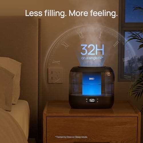 Dreo Smart Humidifiers for Bedroom, Top Fill 4L Supersized Humidifier Large Room with 28 dB, 36H Runtime, Touch/APP/Voice Control, Nightlight, Cool Mist Humidifiers for Baby, Plants, Indoor, Black 10