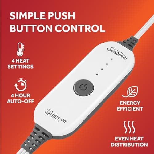 Sunbeam Royal Mink Sherpa Champagne Lattice Heated Personal Throw / Blanket, Cozy-Warm, Adjustable Heat Settings 5