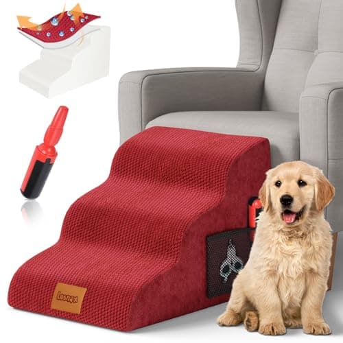 Dog Stairs/Ramp,Dog Stairs for Small Dogs with Waterproof Cover,Pet Stairs/Steps for Bed Couch Sofa with Old/Injured,15.7" H