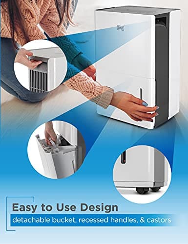 BLACK+DECKER 22-Pint Portable Dehumidifier, Dehumidifier for Home up to 1500 Sq. Ft. Coverage, For Basement and Medium to Large Spaces, Removable Bucket and Drain Hose Included, BD22MWSA, White 5