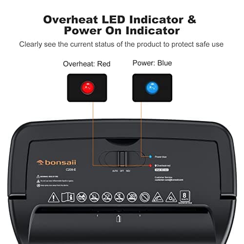 Bonsaii 8-Sheet Micro Cut Paper Shredder, 5 Minute 5.5 Gal Paper Shredder for Home Use for Credit Card, Staple, Clip with Transparent Window（C209-E） 6