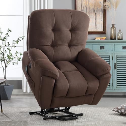 BOSMILLER Pwoer Lift Recliner Chair with Vibration Massage Big and Tall Recliner Chair with USB Charge Port and 2 Hidden Cup Holders