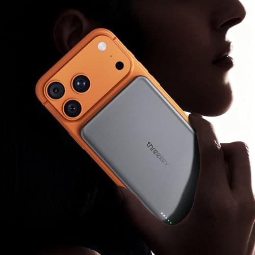 THREEKEY 0.5‘’ Ultra Slim for MagSafe 10K Portable Charger, 10000mAh Card Slim Magnetic Power Bank,15W Wireless Fast Charging Battery Pack for iPhone 17 Air 16 15 14 13 12 Pro Max Plus (Ice Gray)