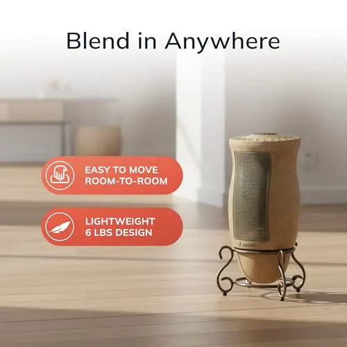 Lasko Oscillating Designer Series Ceramic Space Heater for Home with Adjustable Thermostat, Timer and 2-Speeds, 16 Inches, 1500W, Beige, 6405 6