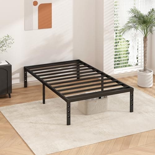 HLIPHA Metal Platform Bed Frame 14 Inch Tall,No Box Spring Needed,Twin Size Bed with Heavy Duty Strong Support Slats,Easy to Assemble,Black 7