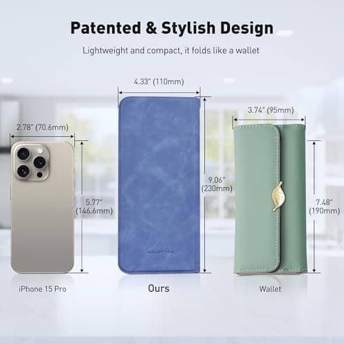 AboveTEK Portable Tablet Stand - Foldable & Ergonomic iPad Holder with 4 Viewing Angles, Patented Design Wallet Style Travel Stand for Tablets/Laptops/Phones (Blue) 3