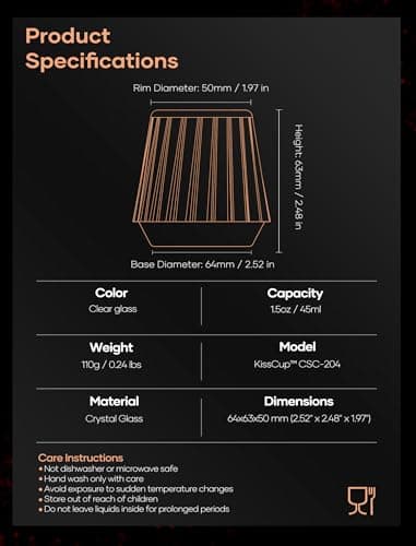 Cocinare Espresso Cups Set of 2, Crystal Clear Espresso Shot Glasses, Ideal Small Demitasse Cups for Pour Over Coffee Maker and Cortado, Essential Coffee Bar Accessories, Gift for Lovers, 1.5 OZ 6