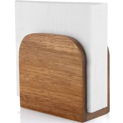 ALELION Acacia Wood Napkin Holder for Table, Wooden Upright Napkin Holders for Kitchen, Standing Napkin Dispenser for Kitchen Dining Room Party Cocktail Outdoor Use