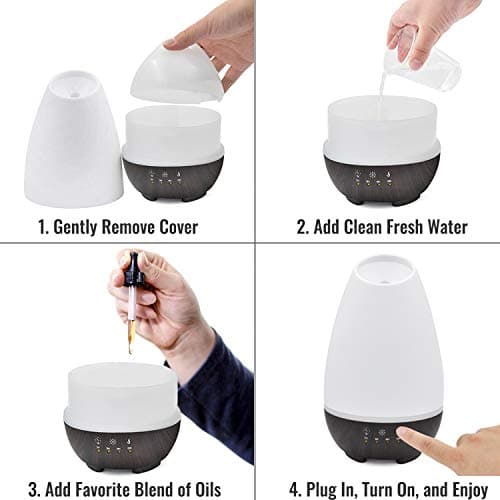 HealthSmart 500ML Essential Oil Diffuser for Large Rooms, Cool Mist Humidifier and Aromatherapy Diffuser, Adjustable Timer, Mist Mode and 7 LED Light Colors, White (Pack of 1) 5