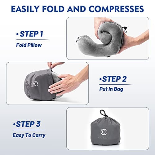 Cuddool Neck Pillow with Hood - Memory Foam Neck Pillow Head Chin Support, Airplane, Car, Office & Home Sleep Rest Travel Pillows with Hood (Grey, L) 5