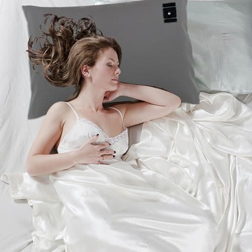 LOUZHOP Grounding Pillowcase 2 Pack, 20x30 Grounding Pillow Cover with 15 ft Grounding Cord, Soft Cotton Silver Fiber Grounding Pillowcase Kit for Improve Sleep Pain Relief 7