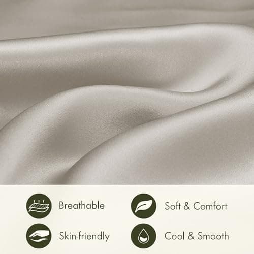 LILYSILK Natural Silk Pillowcase for Hair and Skin with Cotton Underside Standard 20x26 Inch Silvergray 1pc 19 Momme 5