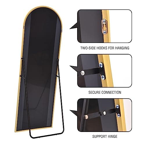 DYNWELL Arched Full Length Mirror, 18x58 in Gold, Wall or Floor Mounted, Bedroom Mirror 5