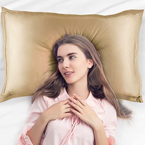 Copper Pillowcase, Anti-Aging Pillowcase Premium Copper-Infused Wake Up to Youthful Skin & Hair:Silk-Like Wrinkle & Frizz Fighter, Dermatologist-Recommended for Overnight Skin Repair(1, Gold)